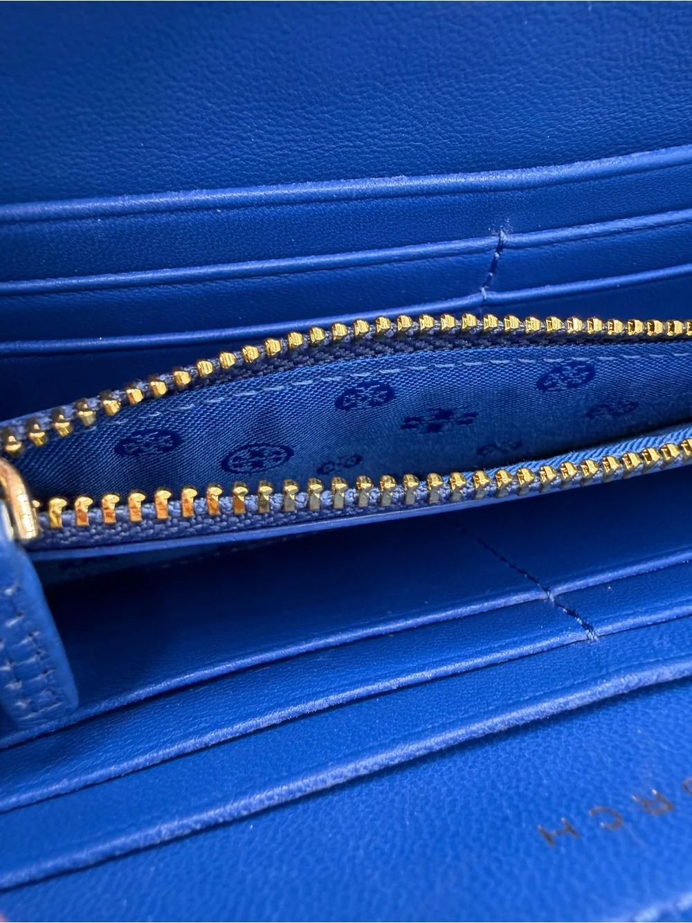 Tory Burch Cobalt Quilted Zip Wallet